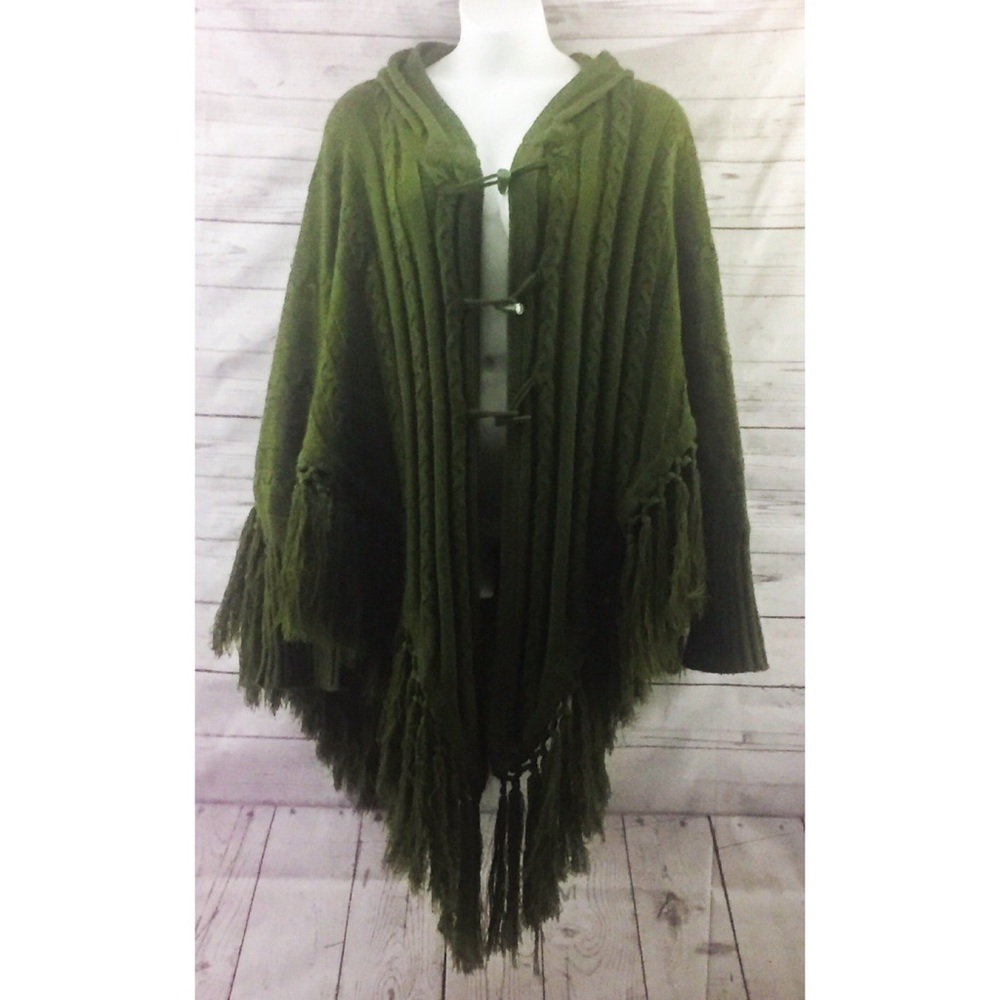 Jessica London Olive Green Poncho Sweater
